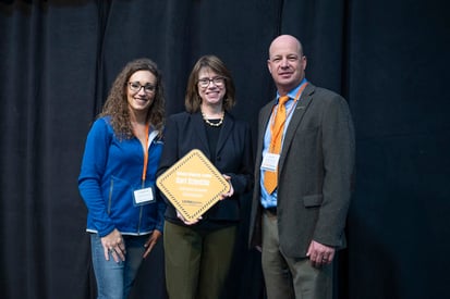 Sen. Majority Leader Kari Dziedzic accepts her Infrastructure Champion Award